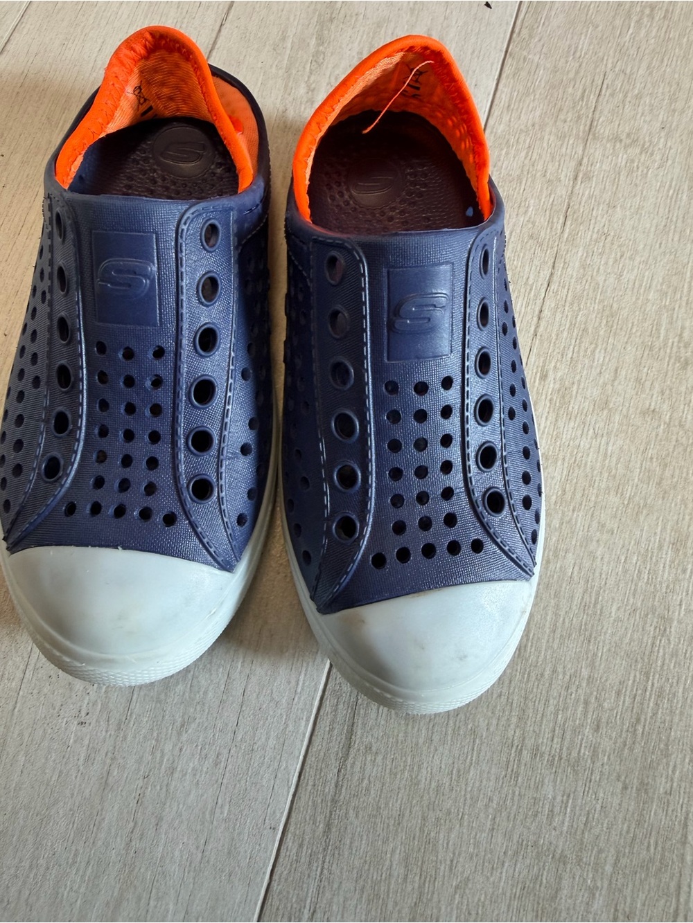Skechers kids Navy and Orange Slip-On Water Shoes including light up sole size12